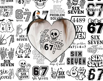 Paquete de archivos SVG y PNG con el meme del 67: Manos divertidas, Esqueleto divertido (67), Humor viral, Tendencia 67, SVG divertido para redes sociales, Archivo para Cricut