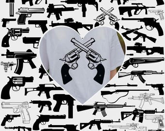 Guns SVG Clipart Bundle, Military Weapon Silhouettes (Digital Download)