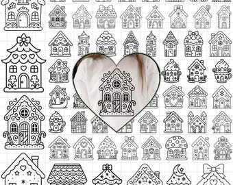 99+ Gingerbread House SVG PNG Bundle, Christmas Gingerbread House Svg, Cute Cookie Cottage Vector, Gingerbread Ornament Clipart Png Svg Eps