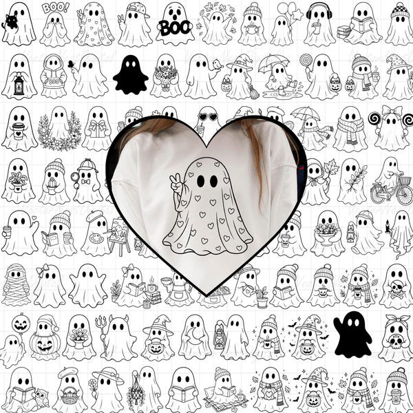 120+ Ghost Svg Png Bundle, Cute Halloween Ghost Png, Floral Ghost svg, Halloween svg, Spooky season svg, Spooky Ghost, Trick or Treat svg