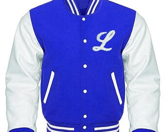 Blue & White Varsity Jacket | Unisex Baseball Bomber