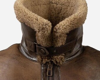 Men's Shearling Leather Aviator Jacket, Classic Style