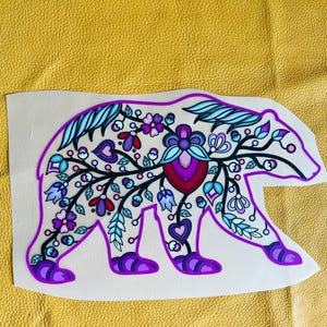 Cree Floral Bear Clan Applikation: Bügelbild für Powwow Regalia