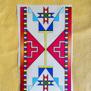 Aplique geométrico em estilo das planícies Lakota para clãs nativos americanos: design termocolante para trajes de Powwow.