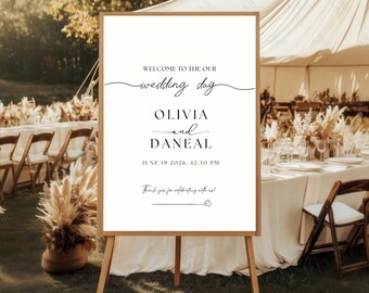 Plantilla editable de cartel de bienvenida para bodas, diseño minimalista (descarga instantánea)