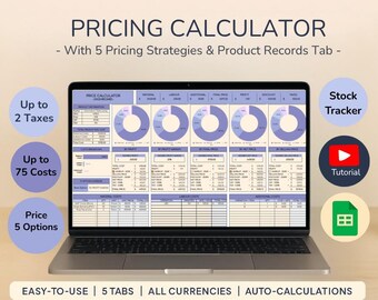 Calculadora de precios en Hojas de cálculo de Google, Rastreador de ganancias (Descarga digital)