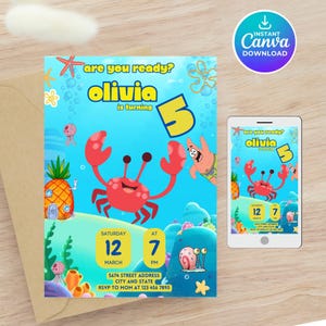 Under the Sea Birthday Invitation | Digital Ocean Party Invite | Editable | Sea Animals Party Printable | Oneder the Sea Invitation