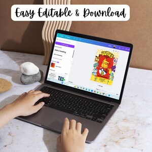 May include: A laptop computer displaying a digital invitation for a birthday party. The invitation features a cartoon image of Pikachu from the Pokemon franchise. The text on the invitation reads "James' 5th Birthday Celebration".