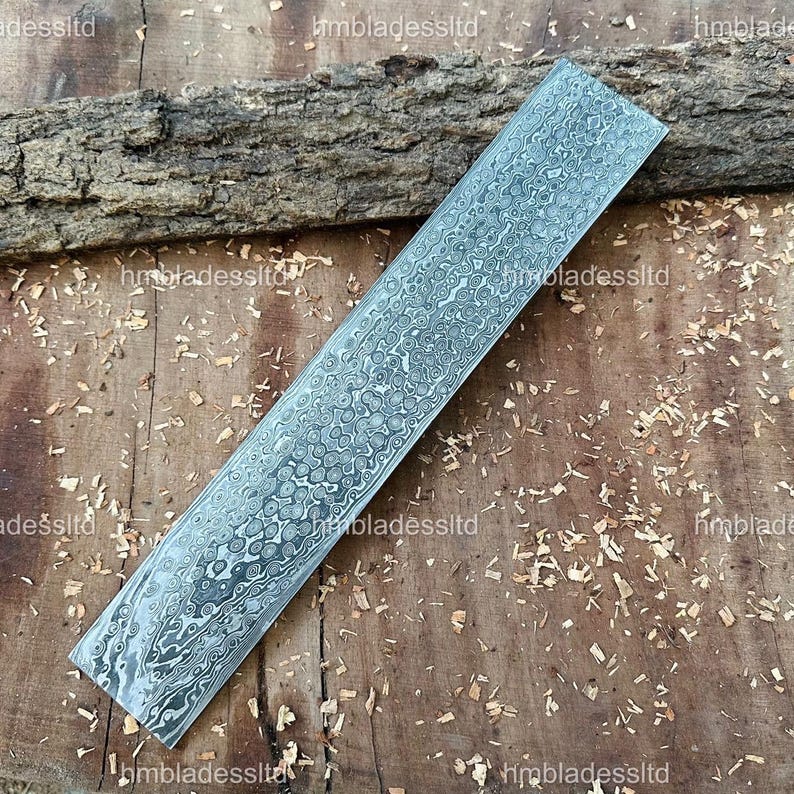 Premium Feather Damascus Steel Billet Bar 30x5cm Bush Crafts Knife