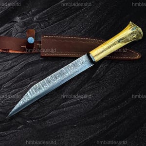 Hand Forged Viking Seax Knife With Leather Sheath, Sharp Hunting Knife for Camping, gift for Men / Women on Anniversary, Birthday or Wedding