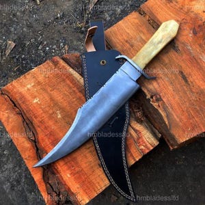 Custom Handmade 5160 Spring Steel Hunting 17in Juan Padillo Bowie Knife, Vintage Bowie Knife With Stabilized Bone Handle | Best Gift For Him