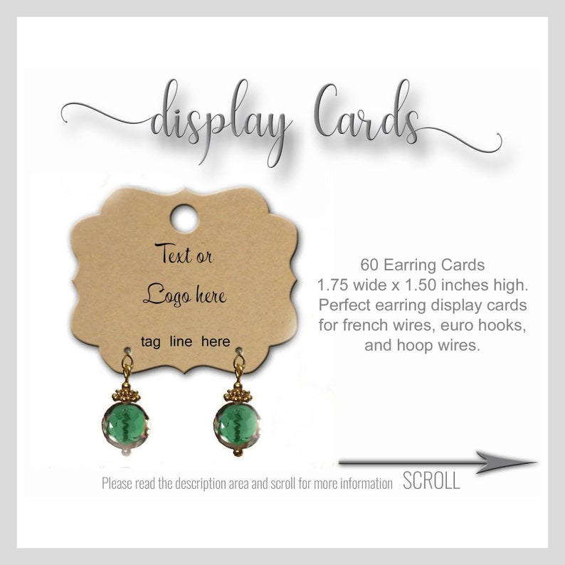 Earrin Display Cards Euro Dangles Or Hoop Holder, 60 Cards image 1