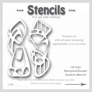Stencil Mask Abstract Mixed Media, Printmaking Painting, Gel Plate Art, 74-pound Yupo, #set # 209