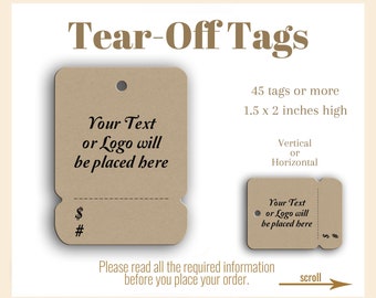 Tear-Off Tags Customized, Perforated Custom Jewelry Tags, Merchandise Tags, Product Paper Tags, Necklace Tags