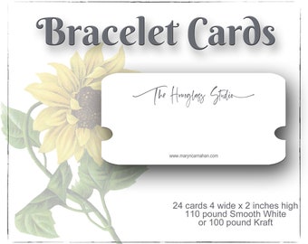 24 Custom Bracelet Cards 4 wide x 2 inches high, Bracelet Holders, Jewelry Display , Jewelry Holder , Bracelet Display