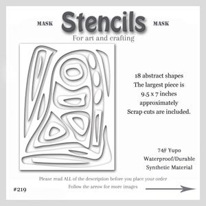 Stencil Mask Gel Printmaking, Abstract Shapes, 74# Yupo, Gelli Plate, Mixed Media, 219