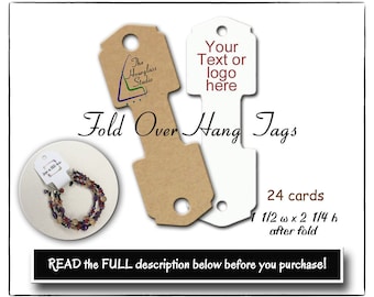 24 Fold Over Hang Tags, Necklace Holders, Bracelet Display, Gel Bracelet Holders, Hair Tie Holder, Hang Tag, Custom Cards and Tags