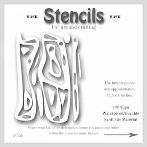 Stencil Mask Abstract Mixed Media, Printmaking Painting, Gel Plate Art, 74-pound Yupo, #set # 208