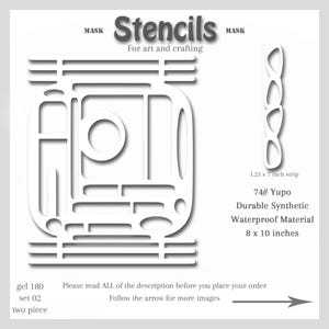 Stencil Mask Abstract Mixed Media, Printmaking Painting, Gel Plate Art, 74-pound Yupo, #set gel 180 set 02