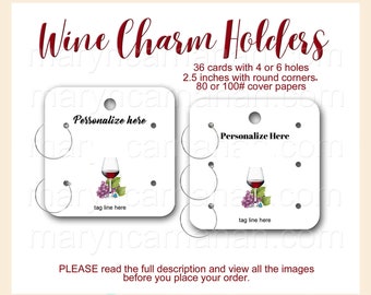 Custom Wine Charm holders, 36 Wine Charm Holder, 2.5 inches Wine Charm Display, Stitch Markers Display,  Wine Charm display Personalized