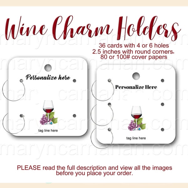 Custom Wine Charm holders, 36 Wine Charm Holder, 2.5 inches Wine Charm Display, Stitch Markers Display,  Wine Charm display Personalized