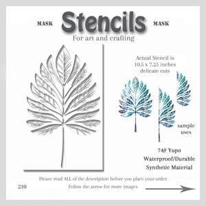 Leaf Stencil, Mixed Media, Printmaking Painting, Nature, Gel Plate Art, 74-pound Yupo, Cut 10.5 x 7.25 inches, 210