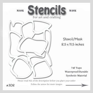 Stencil Mask Abstract Mixed Media, Printmaking Painting, Gel Plate Art, 74-pound Yupo, #set # 308