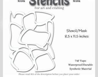 Stencil Mask Abstract Mixed Media, Printmaking Painting, Gel Plate Art, 74-pound Yupo, #set # 308