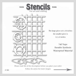 Stencil Mask Mid Century Abstract Gelli, Mixed Media, Printmaking Painting, 2 Piece Set, Gel Plate Art, 74-pound Yupo, #gel set 181, 2 piece
