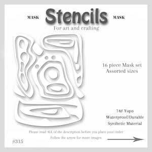 Stencil Mask Abstract Mixed Media, Printmaking Painting, Gel Plate Art, 74-pound Yupo, #set # 315