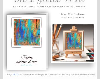 Giclee Small Art Print Abstract, Gift Card Modern 3.25 Inch Home Decor, Bookmark, Unframed Mini Print,