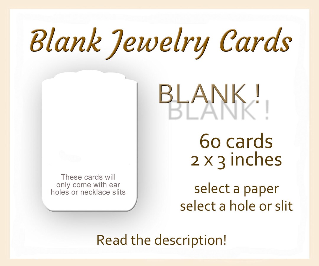 60 BLANK Earring or Necklace Cards 2x3 Inch, Earring Cards, Jewelry ...