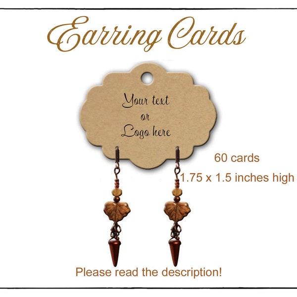 60 Personalized Earring Cards, Jewelry Display Cards, Earring Card, Earring Display,