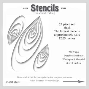 Stencil Mask Abstract Mixed Media, Printmaking Painting, Gel Plate Art, 74-pound Yupo, #set # 601 Slant