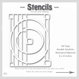 Stencil Mask Abstract Mixed Media, Printmaking Painting, Gel Plate Art, 74-pound Yupo, #55