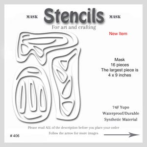 Stencil Mask Gel Printmaking, Abstract Shapes, 74# Yupo, Gelli Plate, Mixed Media, #gel 406