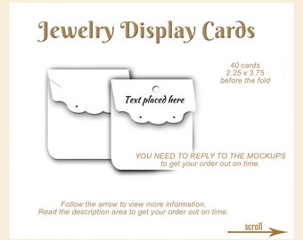 Custom Fold Earring Cards, Custom Jewelry Display Cards, Personalized Earring and Necklace Cards, Earring Cards, Fold Top Jewelry Cards