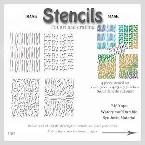 Stencil Mask Abstract Mixed Media, Printmaking Painting, Gel Plate Art, 74-pound Yupo, #set # 310
