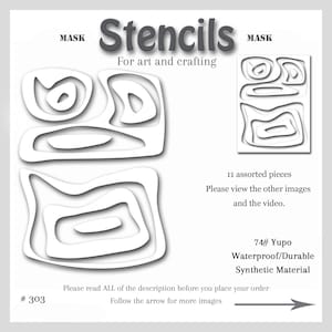 Stencil Mask Abstract Mixed Media, Printmaking Painting, Gel Plate Art, 74-pound Yupo, #set # 303