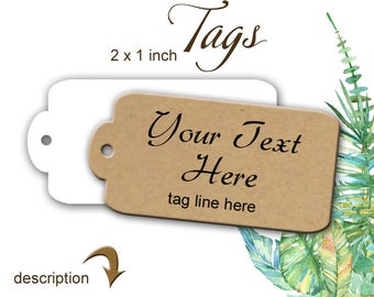 Tear Off Tags Custom Tags 2 x 1 inch,  Product Tags, Merchandise Tags, Packaging Tags, Jewelry Tags, Necklace Tags