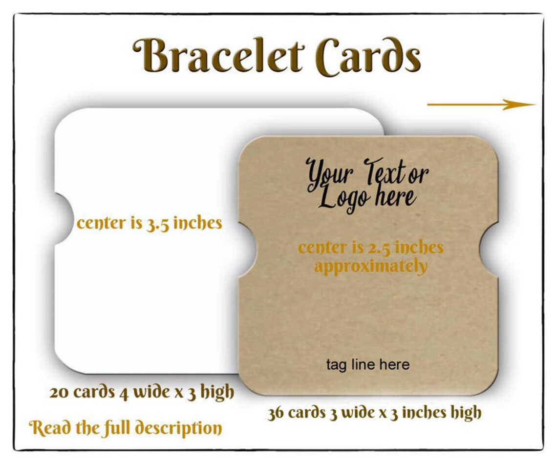 36 Custom Bracelet Cards 3x3 Inch Jewelry Cards or 20 Etsy