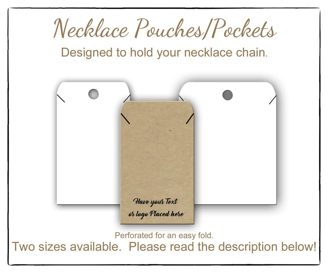 24 Custom Necklace Pockets Pouches Envelopes. Necklace Holder, Necklace