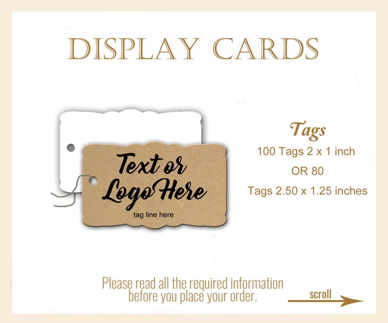 100 Custom Tags 2 x 1 inch Jewelry Labels Price image 1