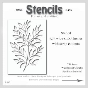 Stencil Mask Leaves and Stem, Mixed Media, Printmaking Painting, Gel Plate Art, 74-pound Yupo, #set gel 218