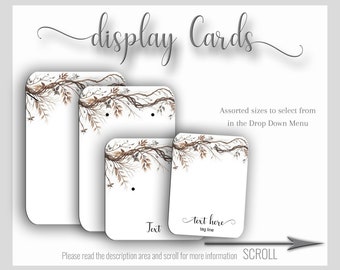 Custom Jewelry Display Cards Earring Necklace Holders, Business Cards, Nature Theme Assorted Size Jewelry Cards