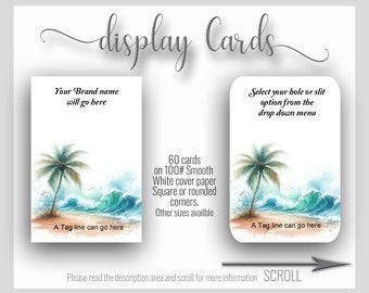 Ocean Waves Palm Tree Jewelry Cards Tropical Paradise, Earring Display Cards, Jewelry Display, Earring Cards