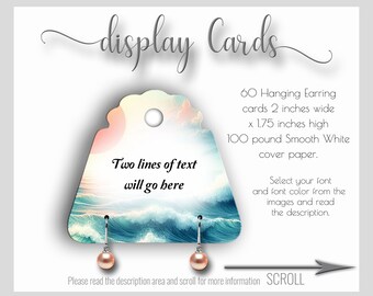Ocean Waves Hanging Earring Cards Custom, Blue And Turquoise Sun And Sea Display Cards, Jewelry Display