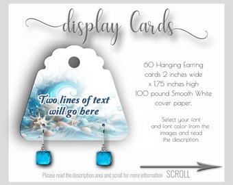 Sea Shells Ocean Waves Hanging Earring Cards Custom, Blue And Turquoise Sea Display Cards, Jewelry Display