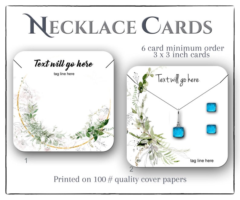 Custom jewelry cards 3 x 3 inch personalized necklace cards etsy