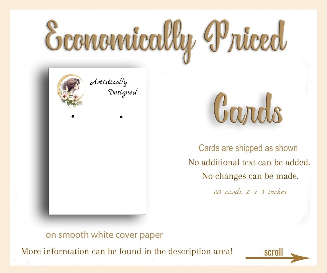 Earring Necklace Cards 2x3 Inch White, Designer Jewelry Cards, Display ...